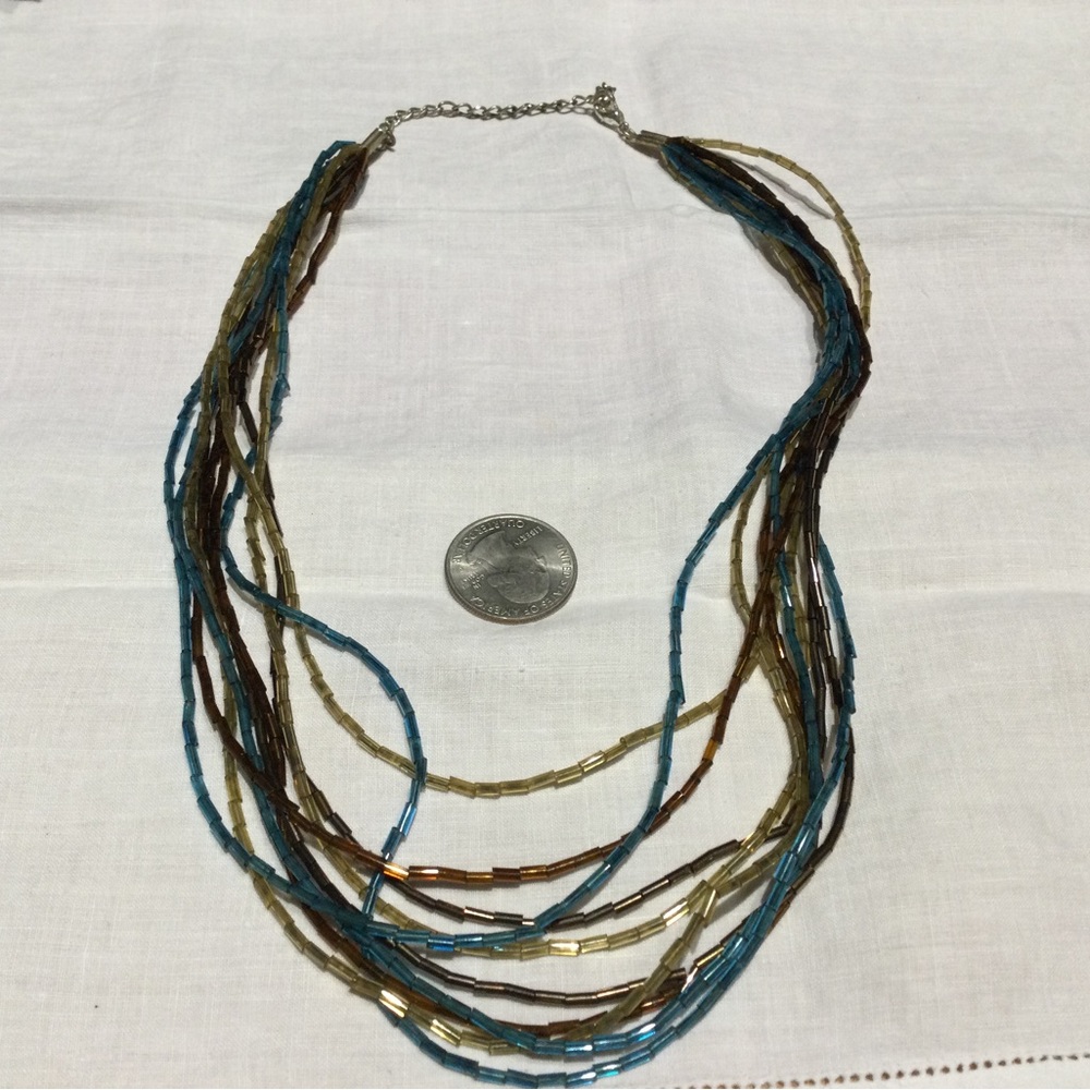 Vintage Iridescent Bead 10 Strand Necklace (C571)